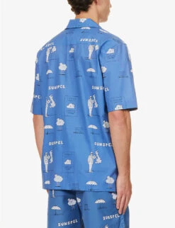 Sunspel Graphic-print Regular-fit Cotton-poplin Shirt -Gentlemen Style Shop R04194498 TODAYSFORECASTPRINT ALT03