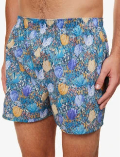 Sunspel Floral-print Cotton-poplin Boxers -Gentlemen Style Shop R04194500 LIBERTYTULIP ALT03