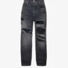 Distressed Wide-leg Mid-rise Jeans -Gentlemen Style Shop R04194909 REPAIRDENIM M