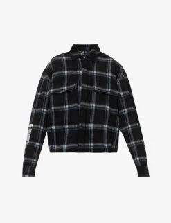 Brand-patch Plaid-patterned Boxy-fit Wool-blend Shirt