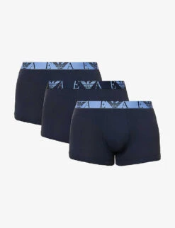 Emporio Armani Pack Of Three Stretch-cotton Trunks