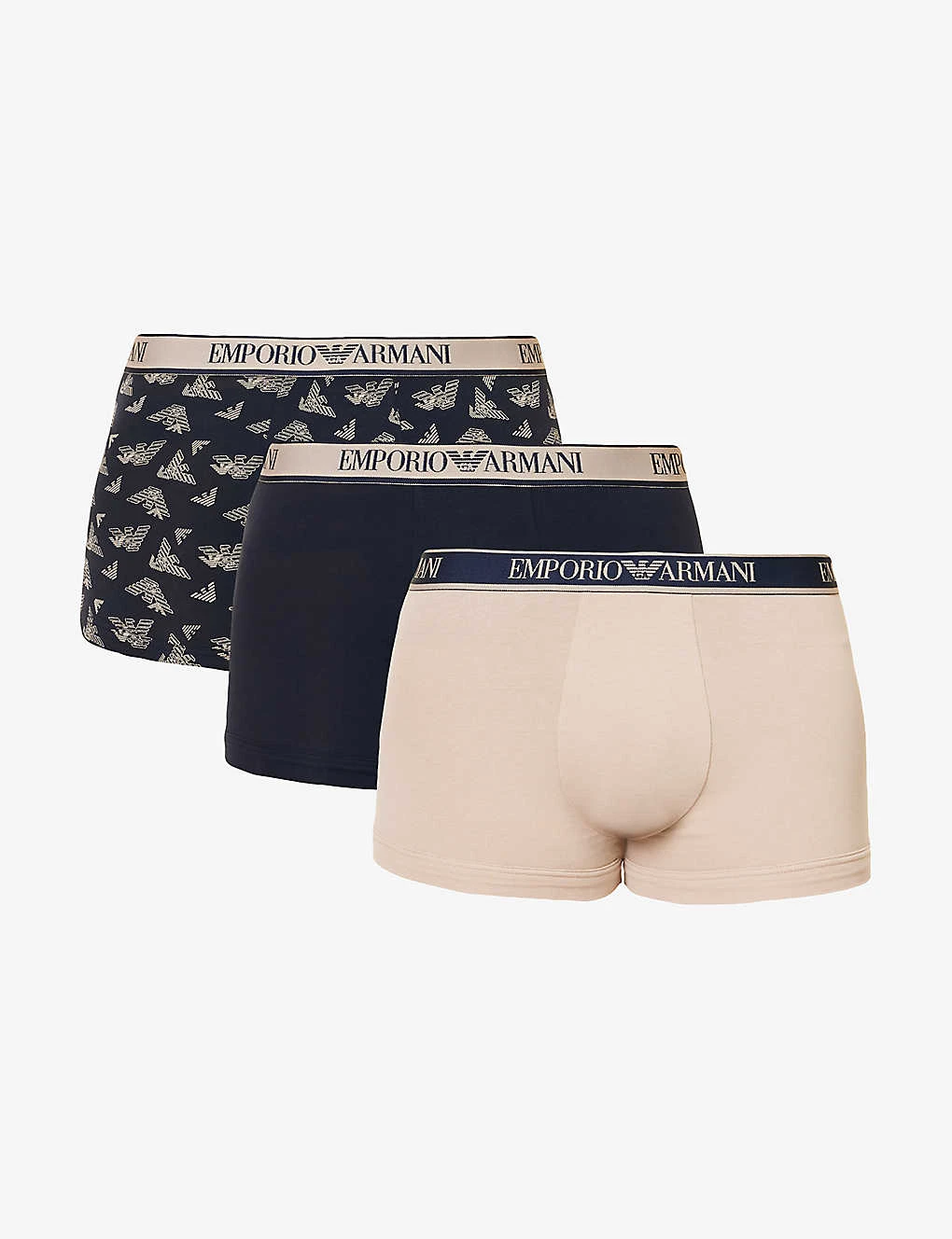 Emporio Armani Branded Pack Of Three Stretch-cotton Trunks 3 Emporio Armani Branded Pack Of Three Stretch-cotton Trunks