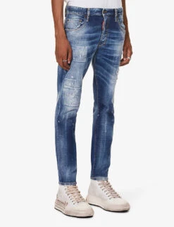 DSQUARED2 Skater Slim-fit Tapered-leg Stretch-denim Jeans -Gentlemen Style Shop R04196735 NAVYBLUE ALT02