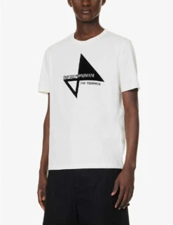 Emporio Armani Brand-embroidered Ribbed-trim Cotton-jersey T-shirt 9 Emporio Armani Brand-embroidered Ribbed-trim Cotton-jersey T-shirt -Gentlemen Style Shop R04196955 BIANCOCALDO ALT02