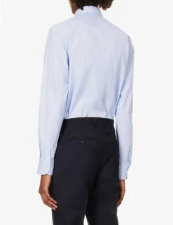 Emporio Armani Pleated-cuff Regular-fit Stretch-cotton Shirt 11 Emporio Armani Pleated-cuff Regular-fit Stretch-cotton Shirt -Gentlemen Style Shop R04196990 AZZURROCHIARISSIMO ALT03