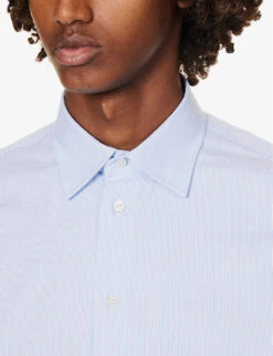 Emporio Armani Pleated-cuff Regular-fit Stretch-cotton Shirt 12 Emporio Armani Pleated-cuff Regular-fit Stretch-cotton Shirt -Gentlemen Style Shop R04196990 AZZURROCHIARISSIMO ALT04