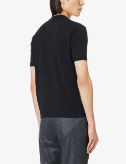 Emporio Armani Brand-embroidered Regular-fit Cotton-knit T-shirt -Gentlemen Style Shop R04196992 BLUNAVY ALT03