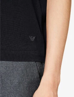 Emporio Armani Brand-embroidered Regular-fit Cotton-knit T-shirt -Gentlemen Style Shop R04196992 BLUNAVY ALT04