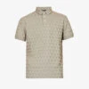 Emporio Armani Geometric-pattern Jacquard Cotton-knit Polo Shirt -Gentlemen Style Shop R04196998 GREIGETRIANGL M