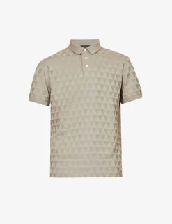 Emporio Armani Geometric-pattern Jacquard Cotton-knit Polo Shirt