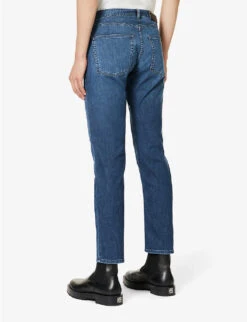 Emporio Armani Brand-plaque Straight-leg Stretch-denim Jeans -Gentlemen Style Shop R04197010 DENIMBLUMD ALT03