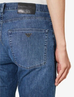 Emporio Armani Brand-plaque Straight-leg Stretch-denim Jeans -Gentlemen Style Shop R04197010 DENIMBLUMD ALT04