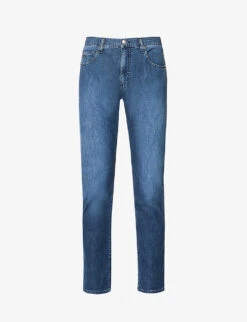Emporio Armani Brand-plaque Straight-leg Stretch-denim Jeans