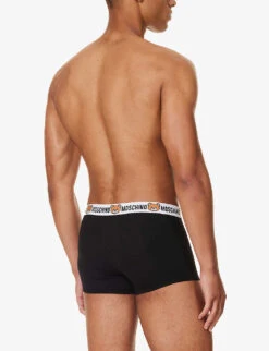 MOSCHINO Pack Of Two Logo-waistband Stretch-cotton Trunks -Gentlemen Style Shop R04199673 BLACK555 ALT02