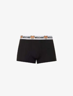 MOSCHINO Pack Of Two Logo-waistband Stretch-cotton Trunks