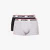 MOSCHINO Pack Of Three Logo-waistband Stretch-cotton Trunks -Gentlemen Style Shop R04199679 FANTASYPRINTGREY M