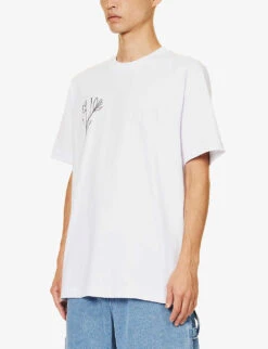 Floral Graphic-print Organic Cotton-jersey T-shirt -Gentlemen Style Shop R04199961 WHITE ALT02