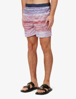 Missoni Stripe-pattern Brand-patch Swim Shorts -Gentlemen Style Shop R04200690 REDVIOLETBLUE ALT02