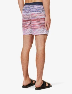 Missoni Stripe-pattern Brand-patch Swim Shorts -Gentlemen Style Shop R04200690 REDVIOLETBLUE ALT03