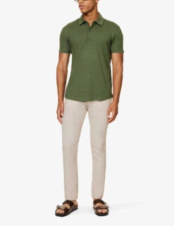 ORLEBAR BROWN Brand-tab Curved-hem Silk And Cotton-blend Polo Shirt -Gentlemen Style Shop R04206184 THYME ALT01