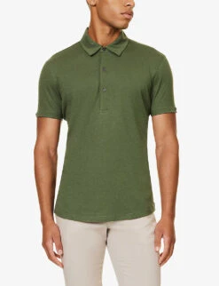 ORLEBAR BROWN Brand-tab Curved-hem Silk And Cotton-blend Polo Shirt -Gentlemen Style Shop R04206184 THYME ALT02