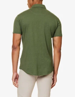 ORLEBAR BROWN Brand-tab Curved-hem Silk And Cotton-blend Polo Shirt -Gentlemen Style Shop R04206184 THYME ALT03