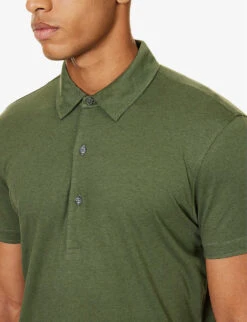 ORLEBAR BROWN Brand-tab Curved-hem Silk And Cotton-blend Polo Shirt -Gentlemen Style Shop R04206184 THYME ALT04
